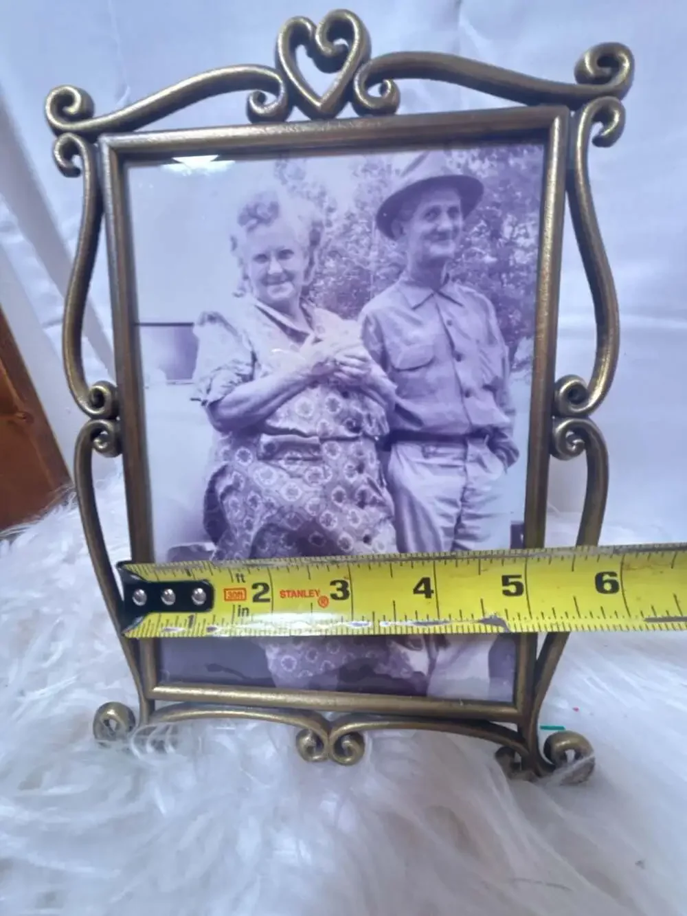Vintage Brass Ornate Picture Frame with Heart Top